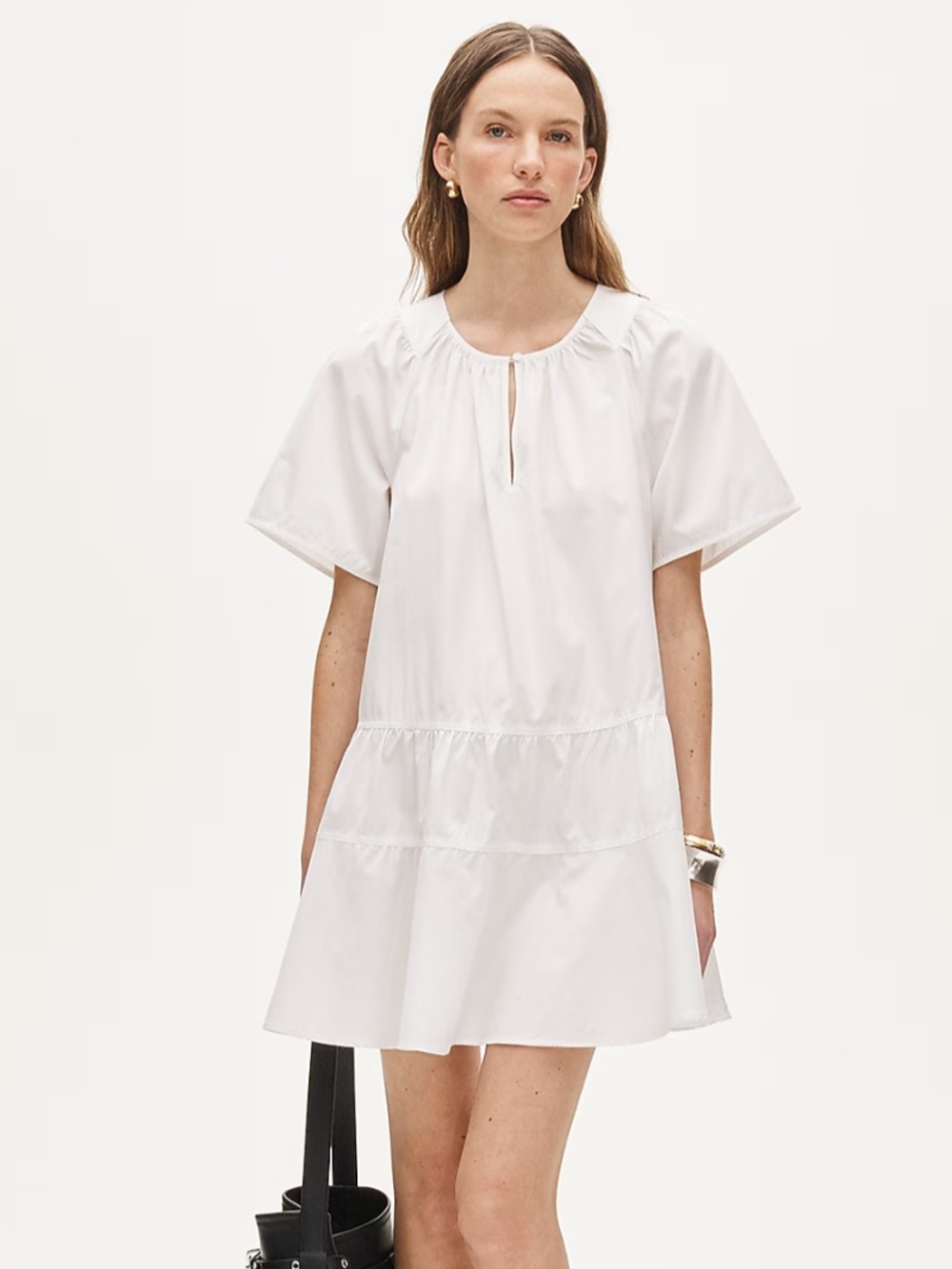 NWT J. Crew Tiered popover dress in cotton poplin